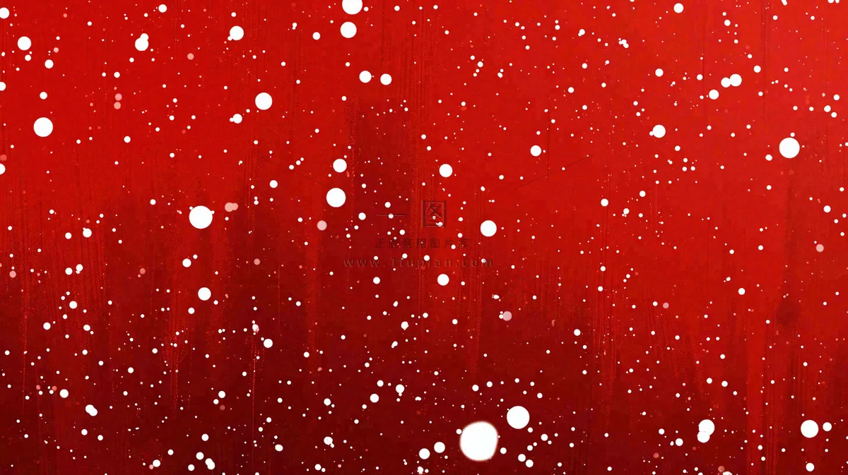 红色白点雪花背景，简约扁平