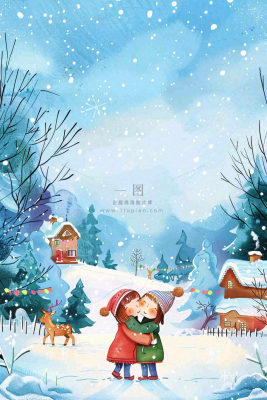 冬天白雪覆盖寒冷唯美雪景大寒插画背景 冬天白雪覆盖寒冷唯美雪景大寒插画背景