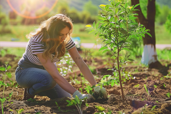 植树树苗保护环境摄影图