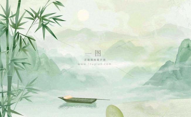 中国风古风山水画泛舟山竹青山清明端午时节清雅国画水墨画插画背景 中国风古风山水画泛舟山竹青山清明端午时节清雅国画水墨画插画背景