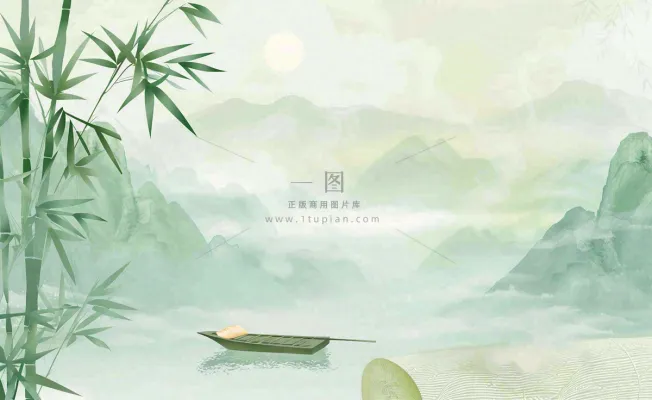 中国风古风山水画泛舟山竹青山清明端午时节清雅国画水墨画插画背景 中国风古风山水画泛舟山竹青山清明端午时节清雅国画水墨画插画背景