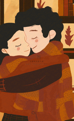 情侣相拥陪伴情人节七夕复古插画背景