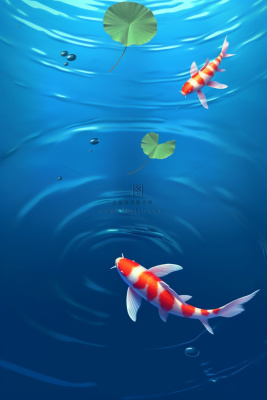 简约蓝色荷叶节气背景 简约蓝色荷叶节气背景