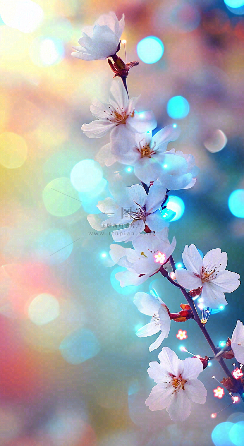 春天浪漫花朵白色樱花,立春春分惊蛰摄影图