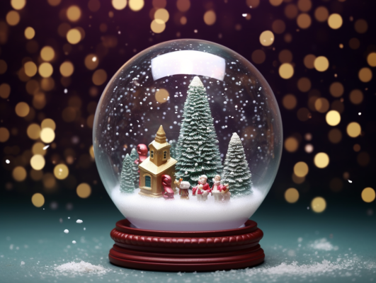 圣诞水晶球圣诞摆件摄影图
