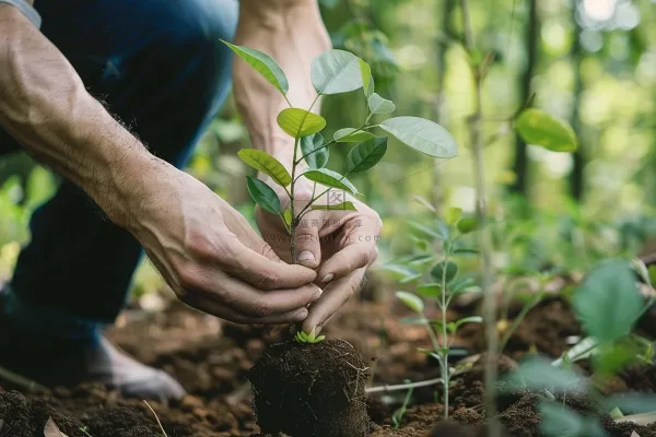 植树树苗保护环境摄影图