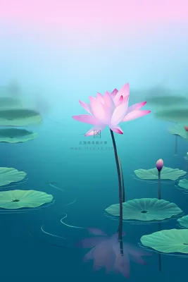 创意意境简约渐变荷花清新背景 创意意境简约渐变荷花清新背景