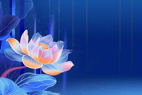 蓝色中国风荷花意境大气背景 蓝色中国风荷花意境大气背景