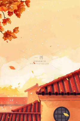 屋檐上的猫咪屋墙萧瑟霜降插画背景 屋檐上的猫咪屋墙萧瑟霜降插画背景