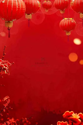 红色灯笼新年春节喜庆梅花祥云节日红色背景小年除夕元宵节插画背景
