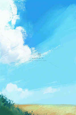 蓝天白云云层清新天空插画手绘 蓝天白云云层清新天空插画手绘