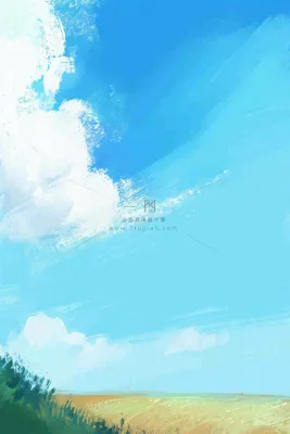 蓝天白云云层清新天空插画手绘 蓝天白云云层清新天空插画手绘