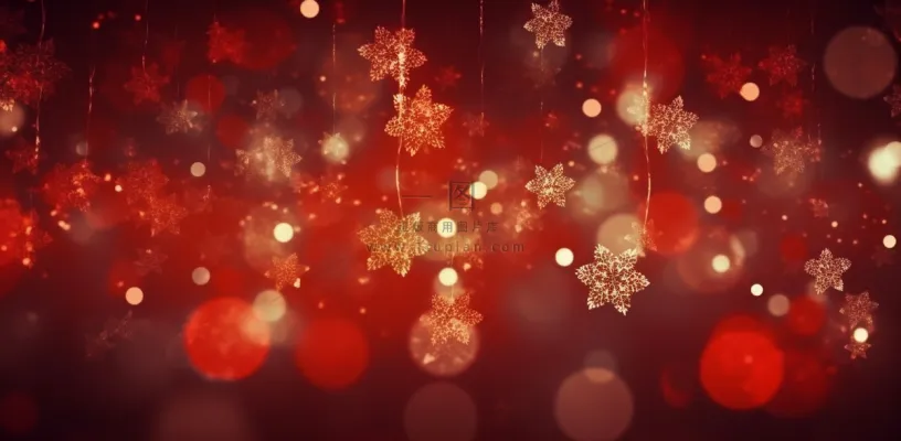 红色闪光粒子雪花光晕灯光喜庆摄影背景图