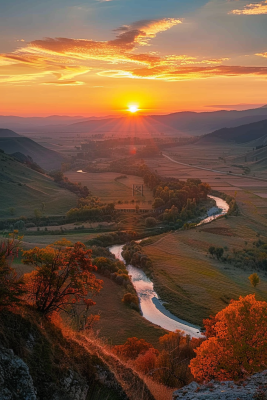 清晨日出朝霞云层摄影图