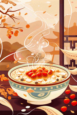 腊八粥春节习俗腊八节卡通插画背景