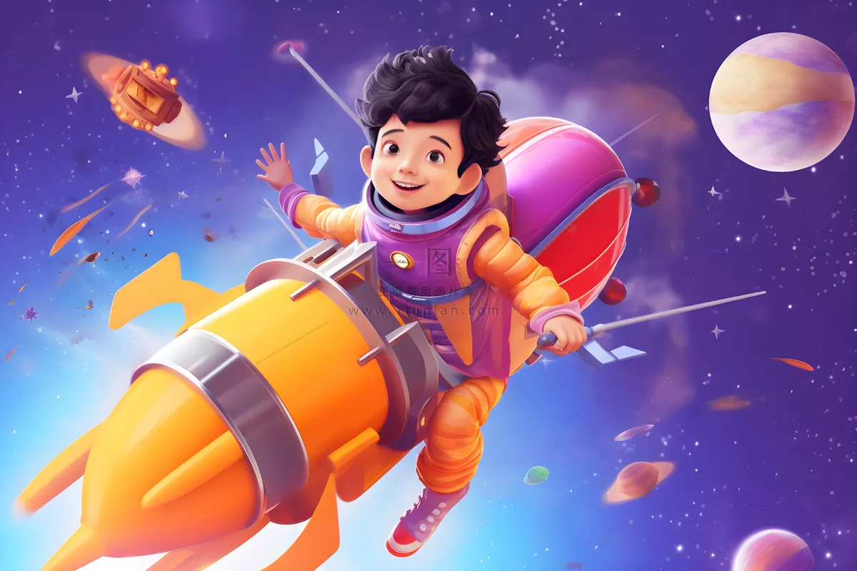 宇航员太空宇宙插画海报素材背景