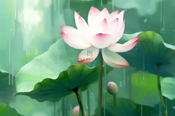 国风荷花水墨节气背景 国风荷花水墨节气背景