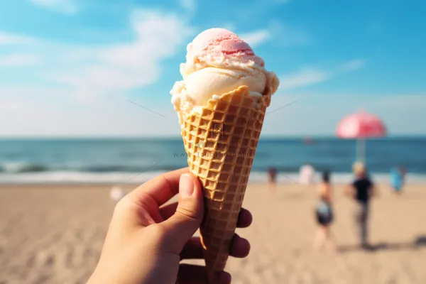 夏日冰淇淋清凉蛋筒甜点摄影图