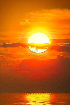 清晨日出朝霞云层山川摄影图