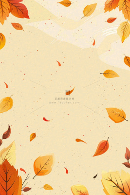 暖色调简约立体秋风落叶枯叶插画背景立秋秋分 暖色调简约立体秋风落叶枯叶插画背景立秋秋分