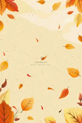 暖色调简约立体秋风落叶枯叶插画背景立秋秋分 暖色调简约立体秋风落叶枯叶插画背景立秋秋分