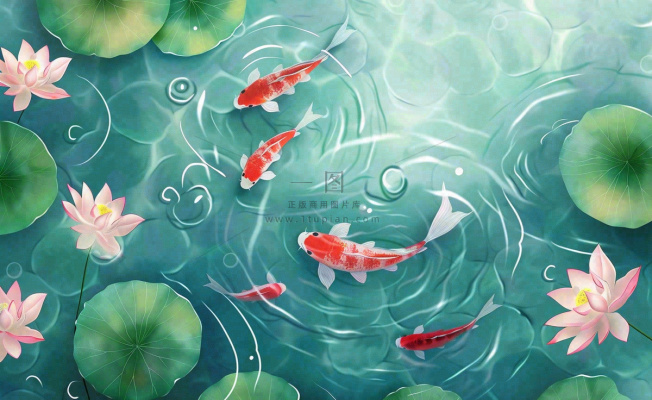 夏天荷花夏日荷塘背景水彩睡莲荷叶锦鲤鱼水彩立夏夏至大暑小暑卡通插画背景 夏天荷花夏日荷塘背景水彩睡莲荷叶锦鲤鱼水彩立夏夏至大暑小暑卡通插画背景