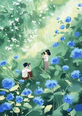 春夏草坪花丛摄影小清新唯美浪漫立春春分情人节插画背景 春夏草坪花丛摄影小清新唯美浪漫立春春分情人节插画背景