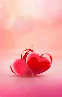 红色爱心粉色光圈立体插画情人节七夕背景 红色爱心粉色光圈立体插画情人节七夕背景