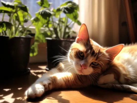 猫地板上趴着睡觉的猫咪田园猫摄影图