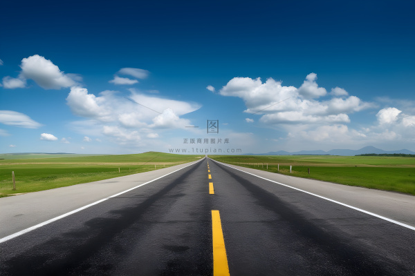 沥青公路的照片，一条通向远方的空旷道路插画背景