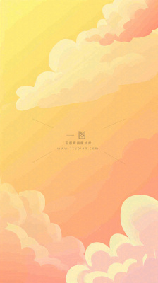 橙色渐变落日天空白云简约扁平手绘背景 橙色渐变落日天空白云简约扁平手绘背景