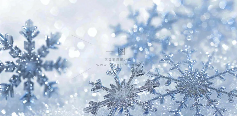 冬天白色雪花闪亮水晶银色大雪小雪摄影图