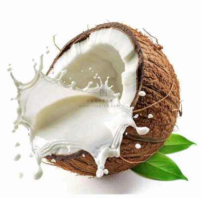 新鲜椰子汁水椰奶飞溅摄影图