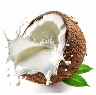 新鲜椰子汁水椰奶飞溅摄影图