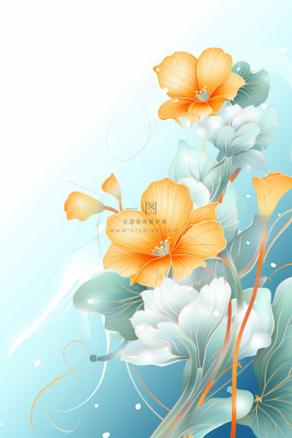 创意清新淡蓝色荷花古风背景 创意清新淡蓝色荷花古风背景