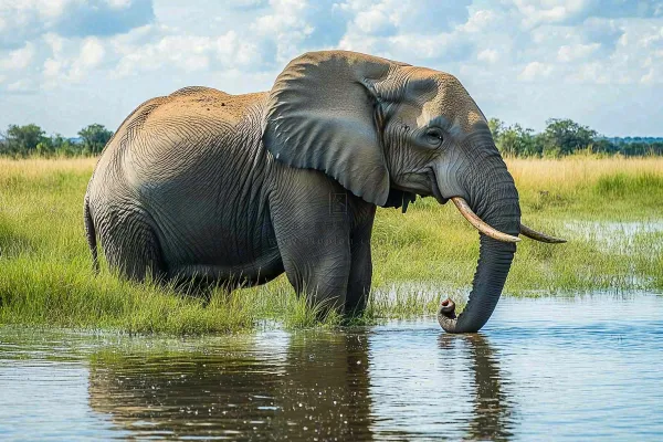 非洲大草原大象象群野生动物保护动物摄影图