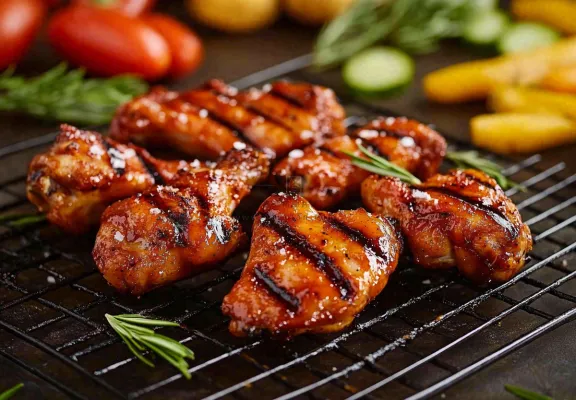 烤鸡鸡翅鸡腿美味美食摄影图