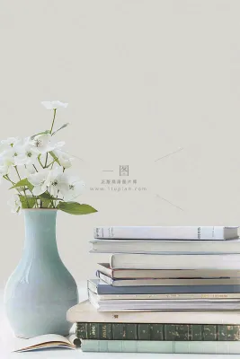 文静花瓶装饰书本阅读知识世界读书日摄影图
