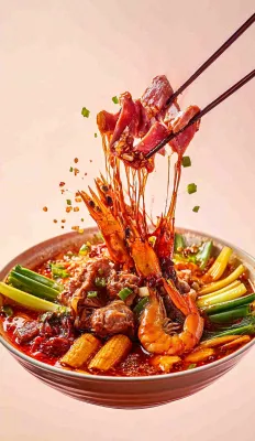 凉拌钵钵鸡水煮美食摄影图