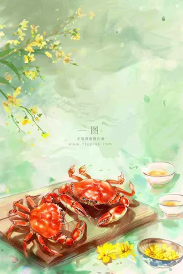 古风水墨白露菊花螃蟹桂花酒插画24节气寒露中秋插画背景 古风水墨白露菊花螃蟹桂花酒插画24节气寒露中秋插画背景