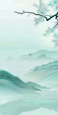 夏天青山绿水国风端午节处暑插画背景 夏天青山绿水国风端午节处暑插画背景
