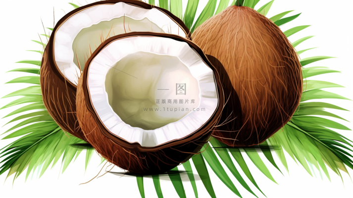 夏日椰子清凉插画素材