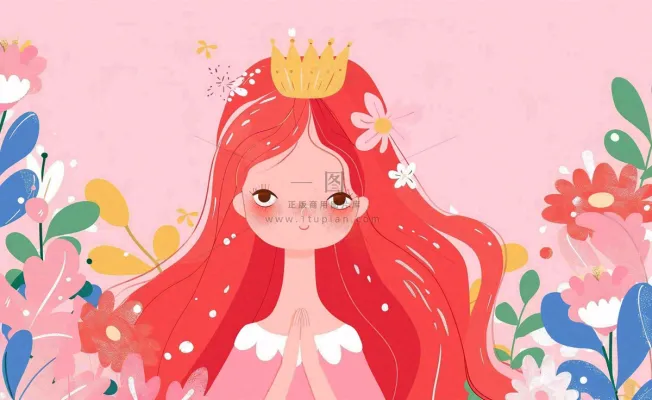 粉色鲜花女生节妇女节浪漫唯美插画背景