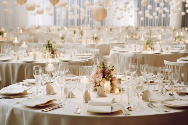 婚礼餐桌西餐洁白现场摄影图