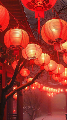 新春佳节红色灯笼元宵节小年除夕夜喜庆节日背景