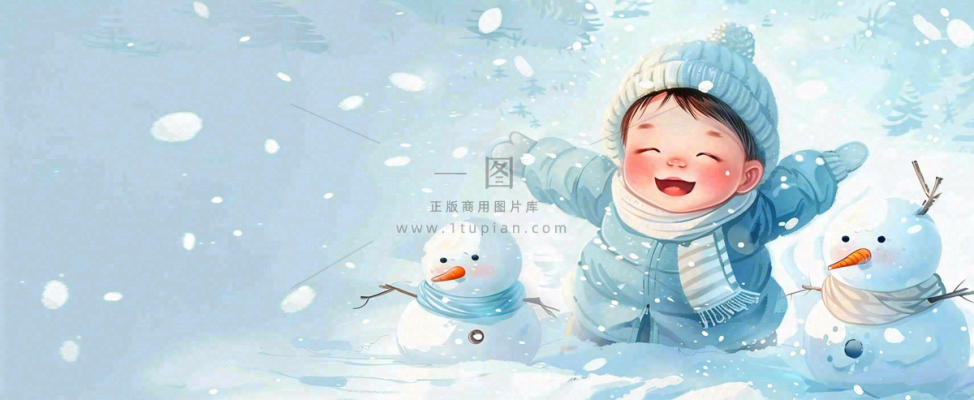 冬季雪地里玩耍的男孩堆雪人可爱卡通插画小雪大雪小寒大寒背景 冬季雪地里玩耍的男孩堆雪人可爱卡通插画小雪大雪小寒大寒背景