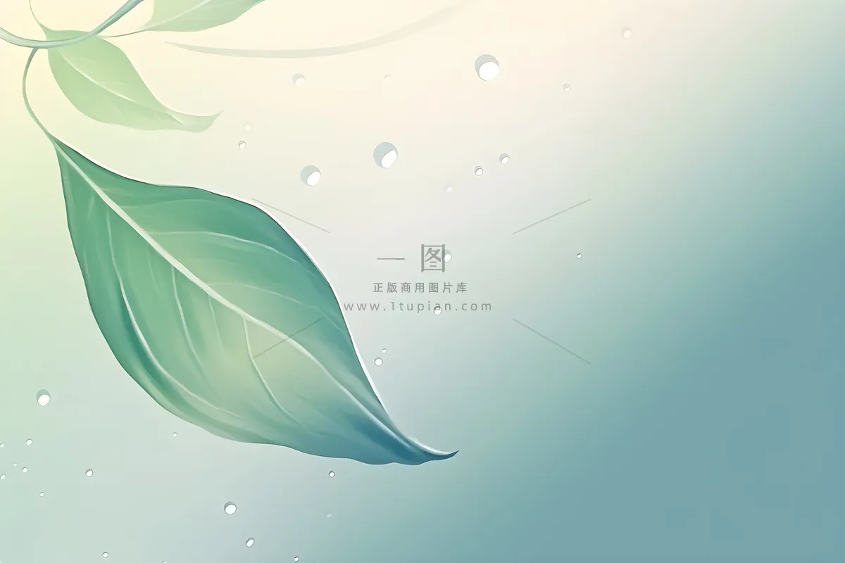 简约清新渐变黄绿色树叶纹理背景