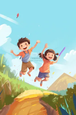 儿童铅笔飞翔清新背景