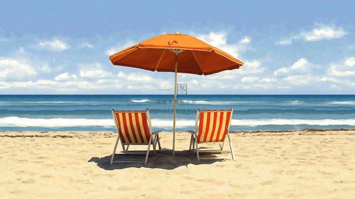 夏日海边沙滩阳光摄影图