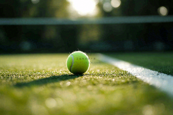 网球馆草地上的网球摄影图